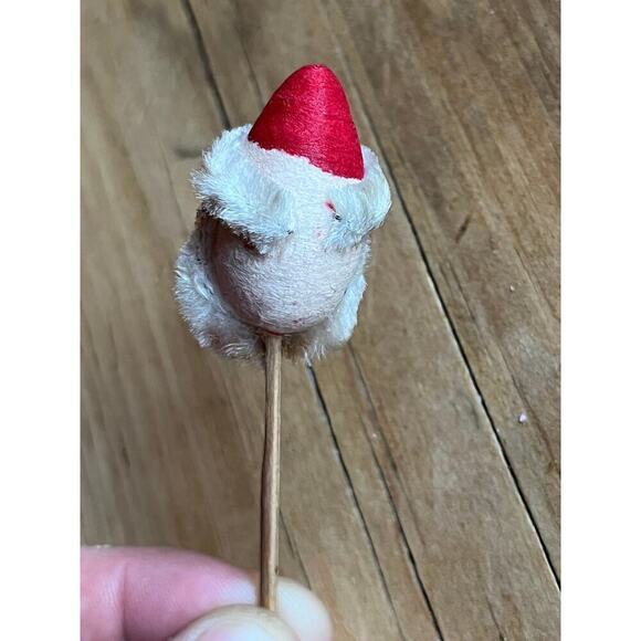Vintage Miniature Santa Claus Head Pick Cotton Pipe Cleaner Cake topper. Japan - Picture 5 of 8